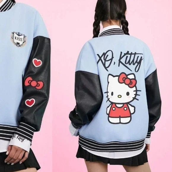 Hello Kitty Varsity Jacket – Light Blue & Black (XO, Kitty) - Picture 1 of 13